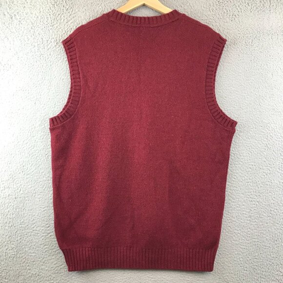 Vintage The Fox Collection Red Wool Blend V-Neck Sweater Vest XLT - Picture 3 of 8